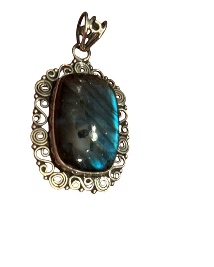 Elegant Sterling Silver 925  Labradorite Celtic Necklace Pendant