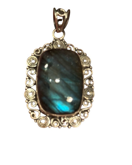 Elegant Sterling Silver 925  Labradorite Celtic Necklace Pendant