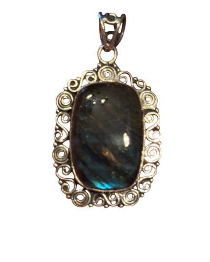 Elegant Sterling Silver 925  Labradorite Celtic Necklace Pendant