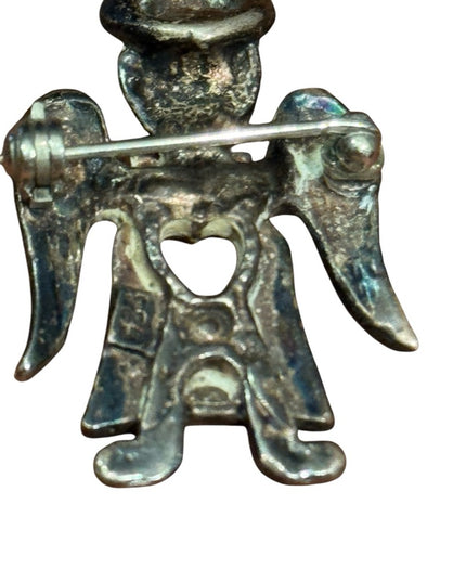 Vintage Sterling Silver 925  Angel Brooch with Heart Cutout
