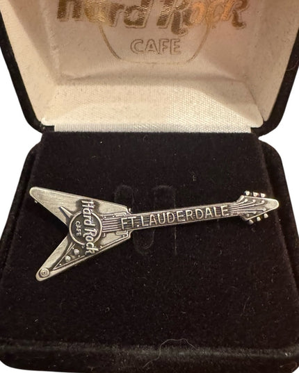 Hard Rock Cafe Fort Lauderdale Sterling Silver 925 Guitar Pin Brooch NIB
