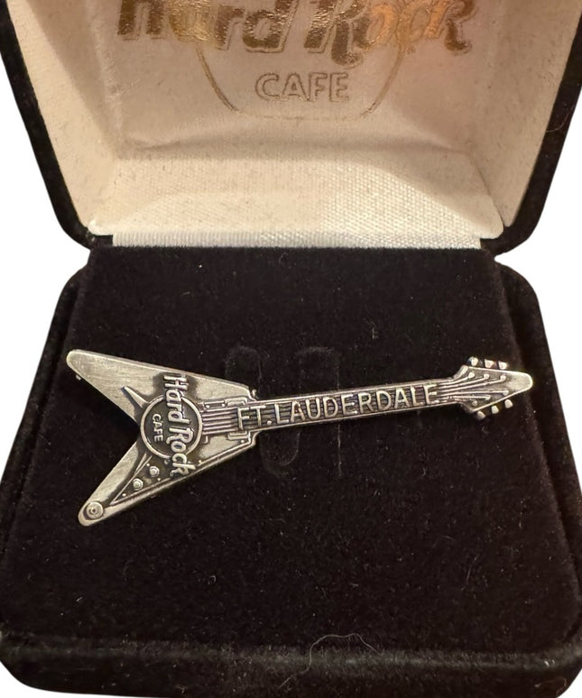 Hard Rock Cafe Fort Lauderdale Sterling Silver 925 Guitar Pin Brooch NIB
