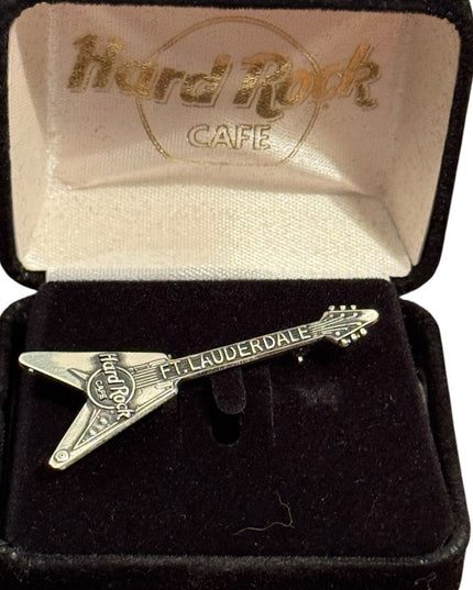 Hard Rock Cafe Fort Lauderdale Sterling Silver 925 Guitar Pin Brooch NIB