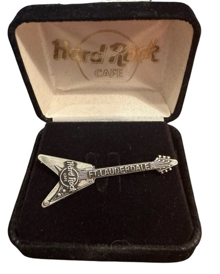 Hard Rock Cafe Fort Lauderdale Sterling Silver 925 Guitar Pin Brooch NIB