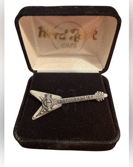 Hard Rock Cafe Fort Lauderdale Sterling Silver 925 Guitar Pin Brooch NIB