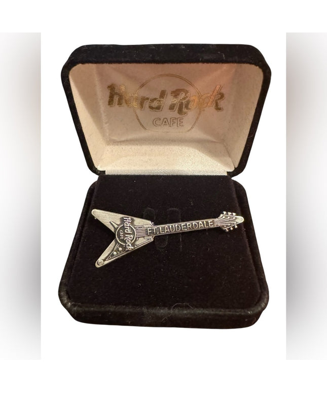 Hard Rock Cafe Fort Lauderdale Sterling Silver 925 Guitar Pin Brooch NIB