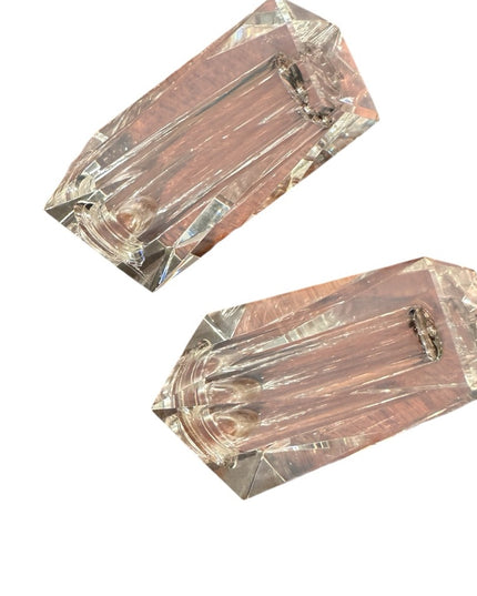 Elegant Oleg Cassini Ccut Crystal Clear Glass Salt & Pepper Shakers