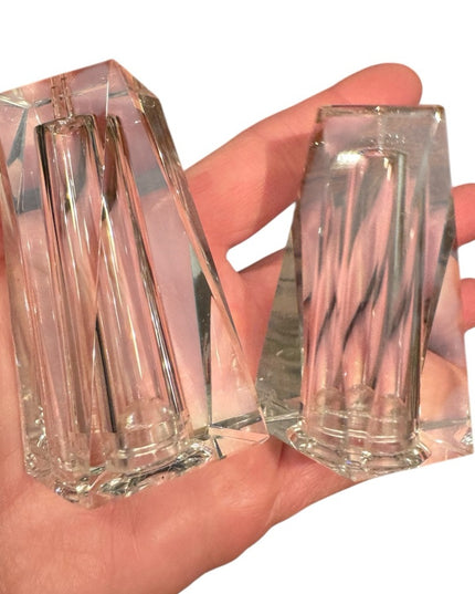 Elegant Oleg Cassini Ccut Crystal Clear Glass Salt & Pepper Shakers