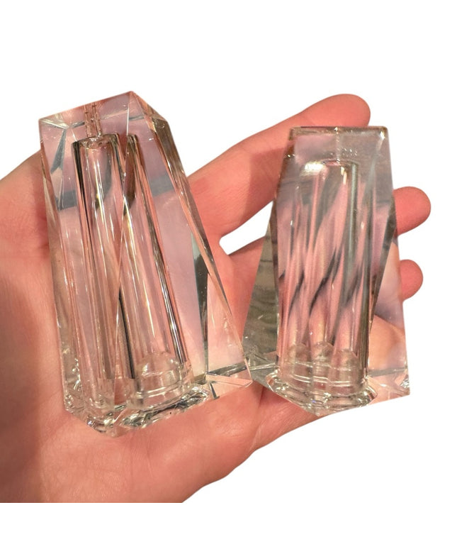 Elegant Oleg Cassini Ccut Crystal Clear Glass Salt & Pepper Shakers