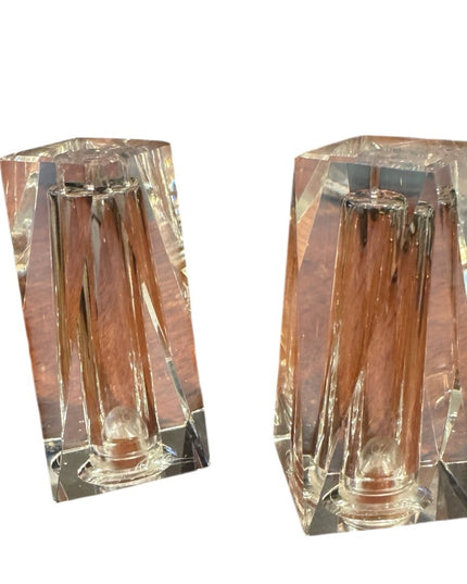 Elegant Oleg Cassini Ccut Crystal Clear Glass Salt & Pepper Shakers