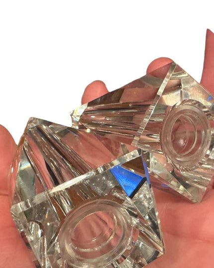 Elegant Oleg Cassini Ccut Crystal Clear Glass Salt & Pepper Shakers