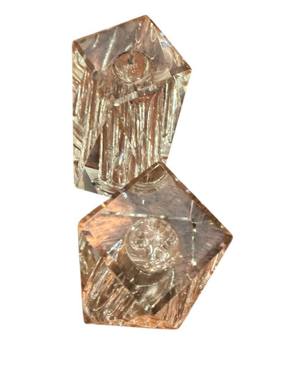 Elegant Oleg Cassini Ccut Crystal Clear Glass Salt & Pepper Shakers