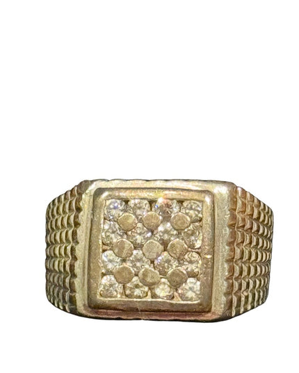 Sterling Silver 925 Real Diamond Men's Ring with side accents Vintage