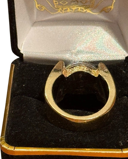 Elegant Vintage Gold Plated Mens Fancy Nugget  Gold and Silver CZ Ring
