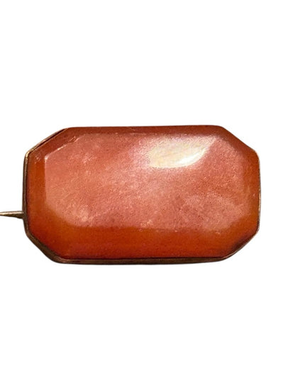 Elegant Antique Eduardian Sterling Silver Carnelian Orange Stone Brooch 925