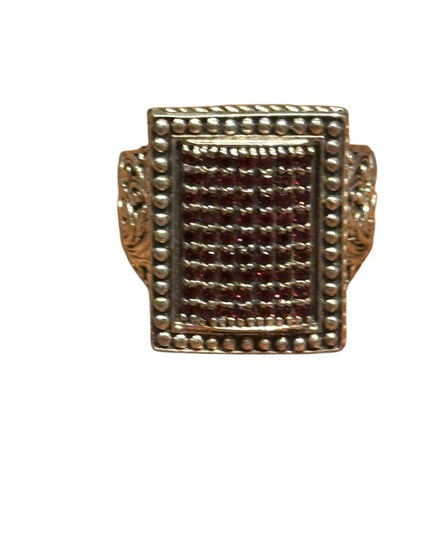 Samuel B Retired Sterling Silver 925 Garnet Ornate Design Ring