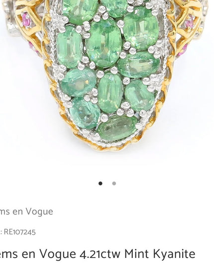 Gems En Vogue  Michael Valitutti 4.21 CTW Kyanite 24k Gold Sterling Silver