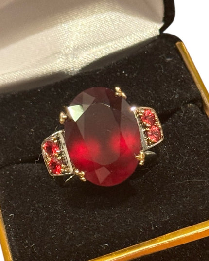 Elegant 24k Gold & Sterling silver Michael Valitutti Ornate Gemstone Ruby Ring