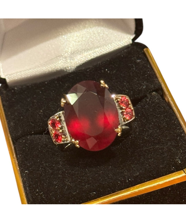 Elegant 24k Gold & Sterling silver Michael Valitutti Ornate Gemstone Ruby Ring