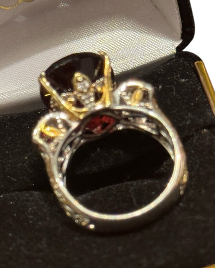 Elegant 24k Gold & Sterling silver Michael Valitutti Ornate Gemstone Ruby Ring