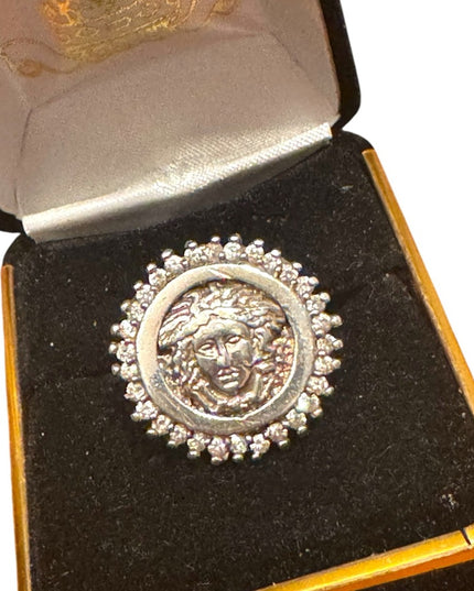 Vintage Stunning 925 Sterling Silver Medusa Ring with Crystal Accents
