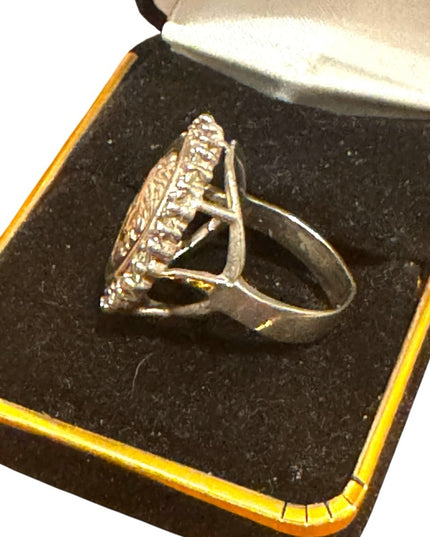 Vintage Stunning 925 Sterling Silver Medusa Ring with Crystal Accents