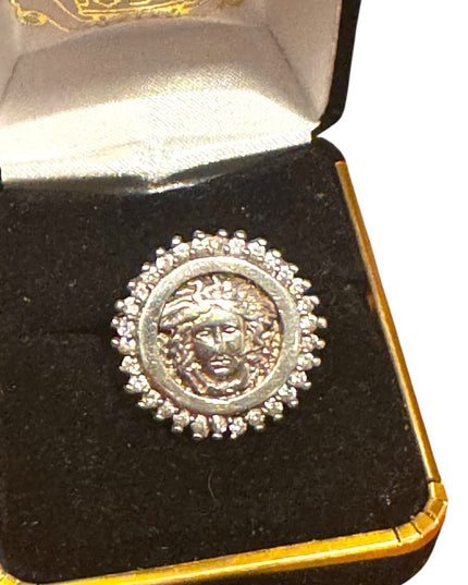 Vintage Stunning 925 Sterling Silver Medusa Ring with Crystal Accents