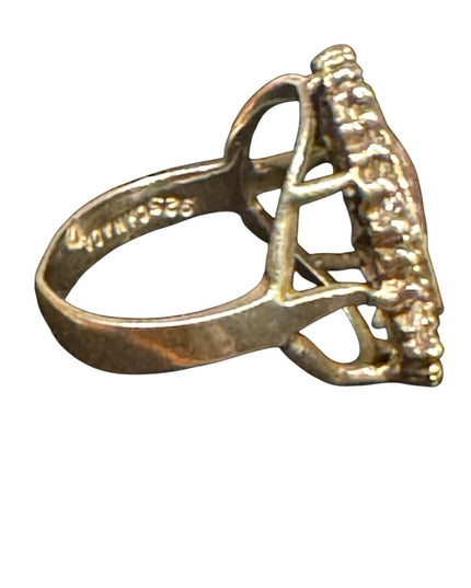 Vintage Stunning 925 Sterling Silver Medusa Ring with Crystal Accents