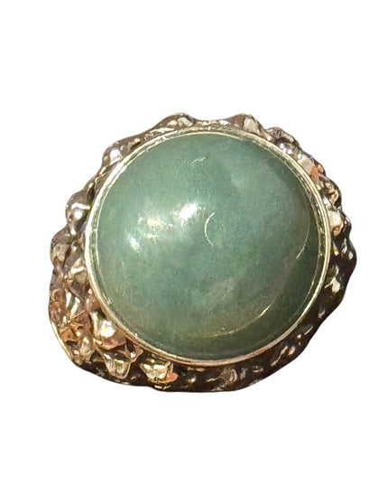 Elegant Sterling Silver 925 Ornate Green Jade Ring SZ 7