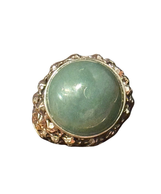 Elegant Sterling Silver 925 Ornate Green Jade Ring SZ 7