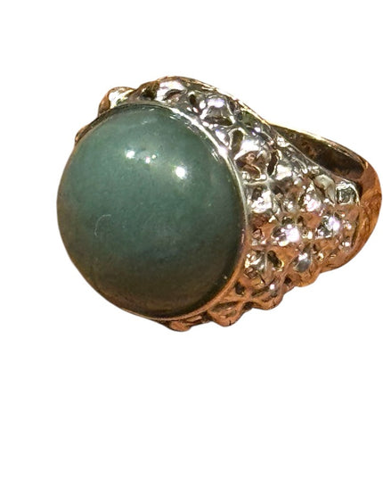 Elegant Sterling Silver 925 Ornate Green Jade Ring SZ 7