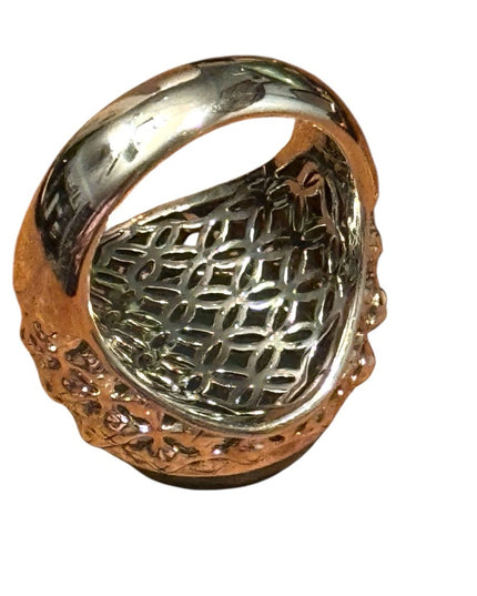 Elegant Sterling Silver 925 Ornate Green Jade Ring SZ 7