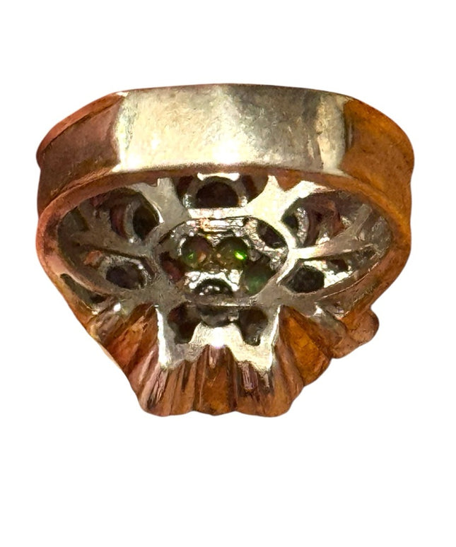 Elegant Floral Ring Palladium Silver Paraiba And Ethiopian Opal Ring