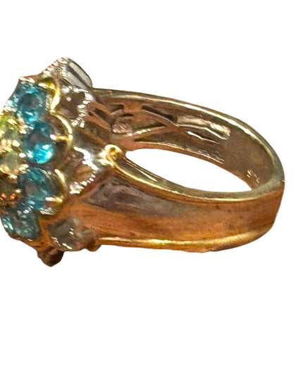 Elegant Floral Ring Palladium Silver Paraiba And Ethiopian Opal Ring