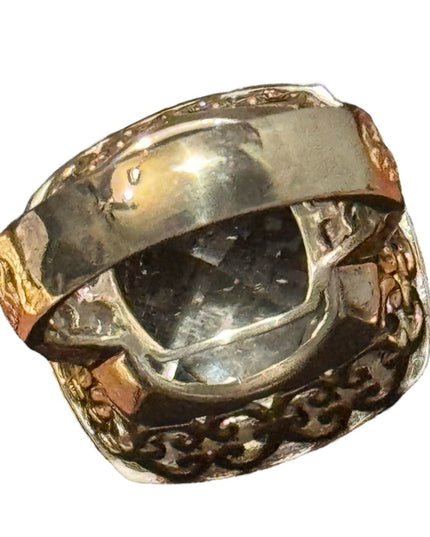 Gems en Vogue Sterling 16.25ctw Rock Crystal Quartz & London Blue Topaz Ring