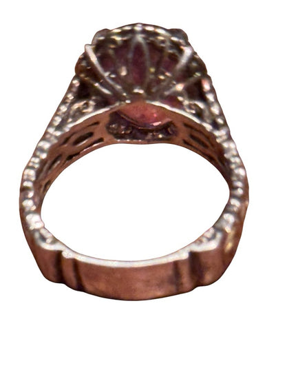 Gems en Vogue Palladium Silver Pink Topaz & White Zircon Ring