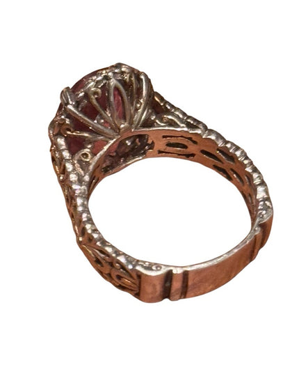 Gems en Vogue Palladium Silver Pink Topaz & White Zircon Ring