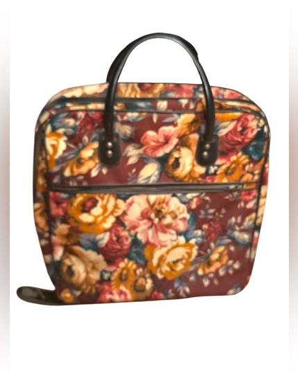 Vintage 1960s Floral Women's Tapestry Canvas Suitcase RARE