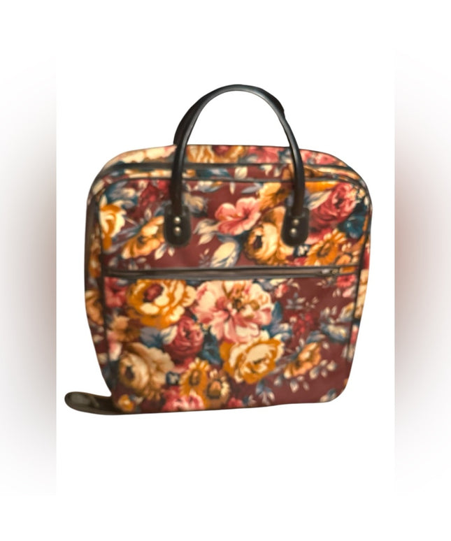 Vintage 1960s Floral Women's Tapestry Canvas Suitcase RARE