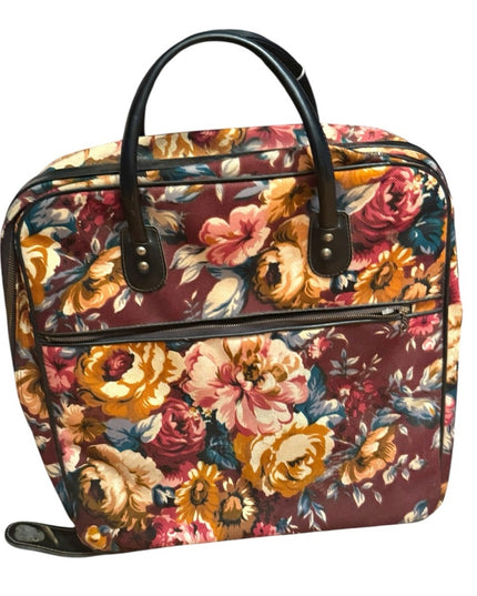 Vintage 1960s Floral Women's Tapestry Canvas Suitcase RARE