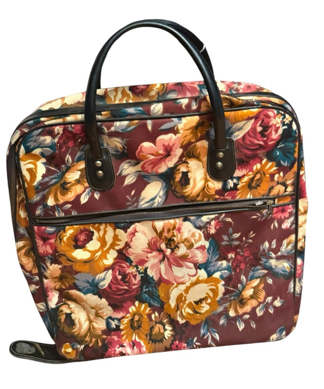 Vintage 1960s Floral Women's Tapestry Canvas Suitcase RARE