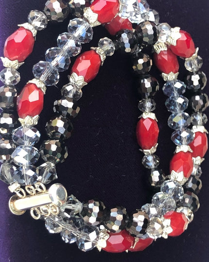 Triple strand crystal 8” bracelet heavy bead bracelet