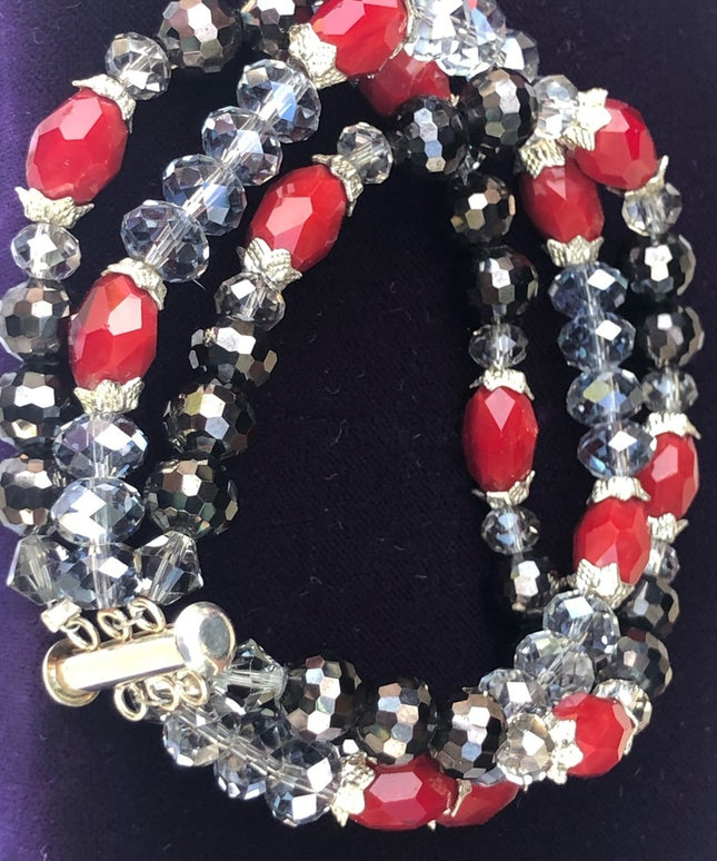 Triple strand crystal 8” bracelet heavy bead bracelet