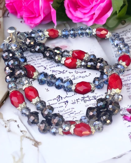 Triple strand crystal 8” bracelet heavy bead bracelet