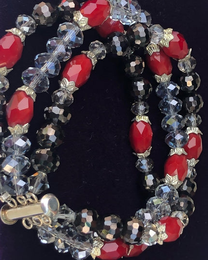 Triple strand crystal 8” bracelet heavy bead bracelet