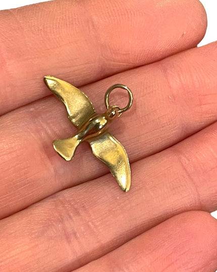 Vintage 10k gold Dove religious christian symbol necklace pendant
