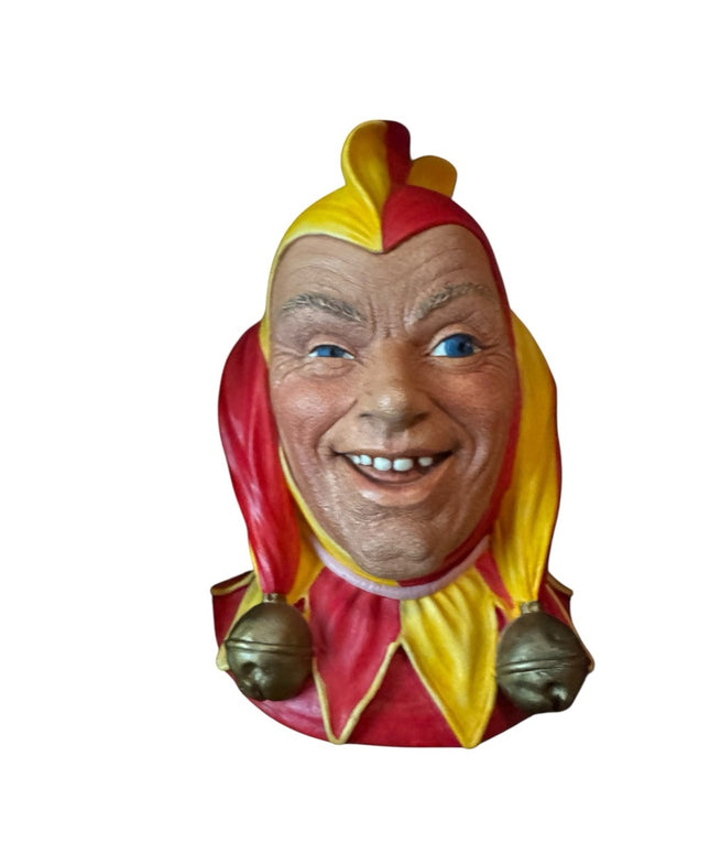 Colorful Jester Head Chalkware Vintage Sculpture