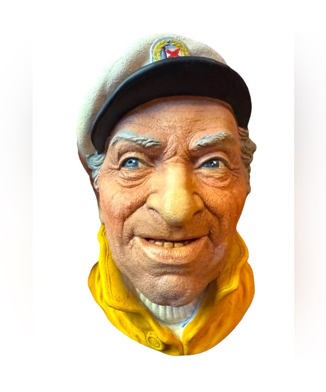 Vintage Colorful Sailor Sculpture Chalkware Bust Yellow