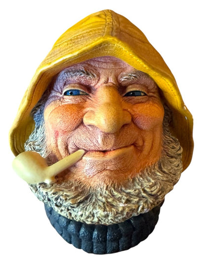 Vintage Fisherman Bust Sculpture Sailor Chalkware Head