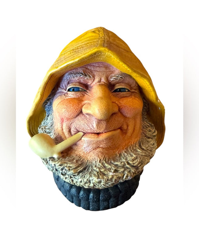 Vintage Fisherman Bust Sculpture Sailor Chalkware Head
